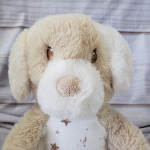 Douglas Baby Auggie Tan Puppy Dog Plush Stuffed Toy Chime Rattle Moon Star Belly - Picture 2 of 9